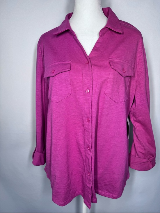 croft & barrow Tops - ❤️3/$30 New With Tags! Croft & Barrow Knit Roll-Tab Utility Shirt Chloe Pink PXL
